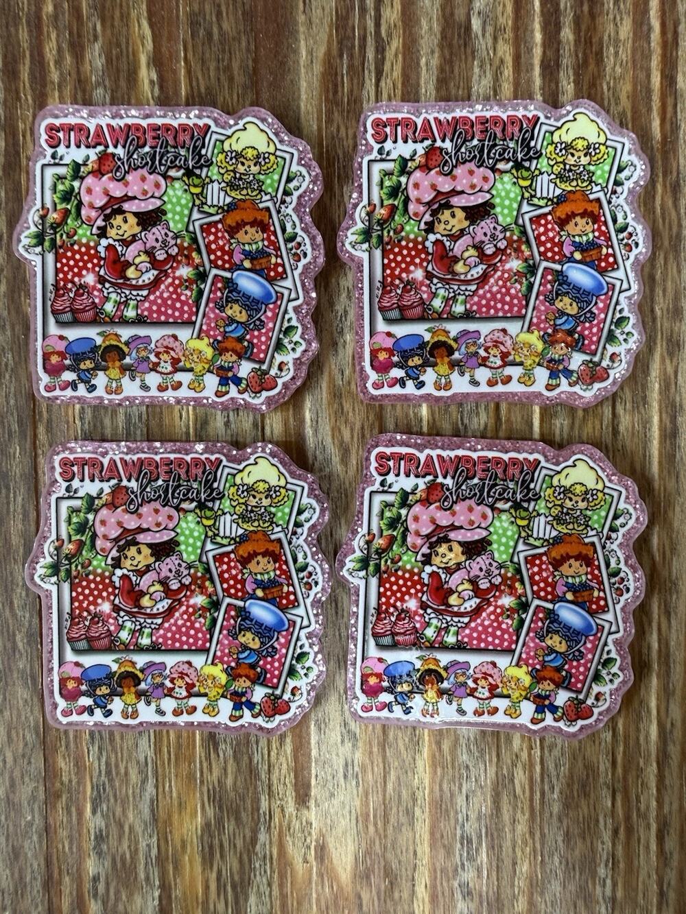 4 Pc Strawberry Shortcake Acrylic Flatbacks